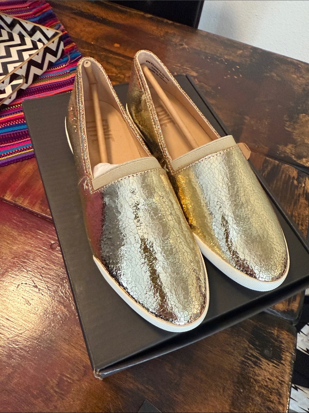 Frye Melanie Gold Slip-On Loafers NWT!